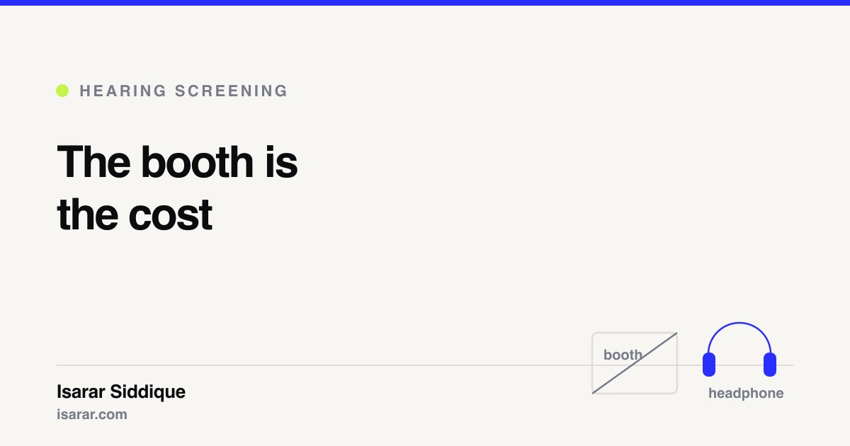 Card reading The booth is the cost, with a crossed out sound booth beside a headphone